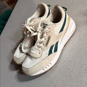Reebok Women's Cream and Dark Green Sneakers